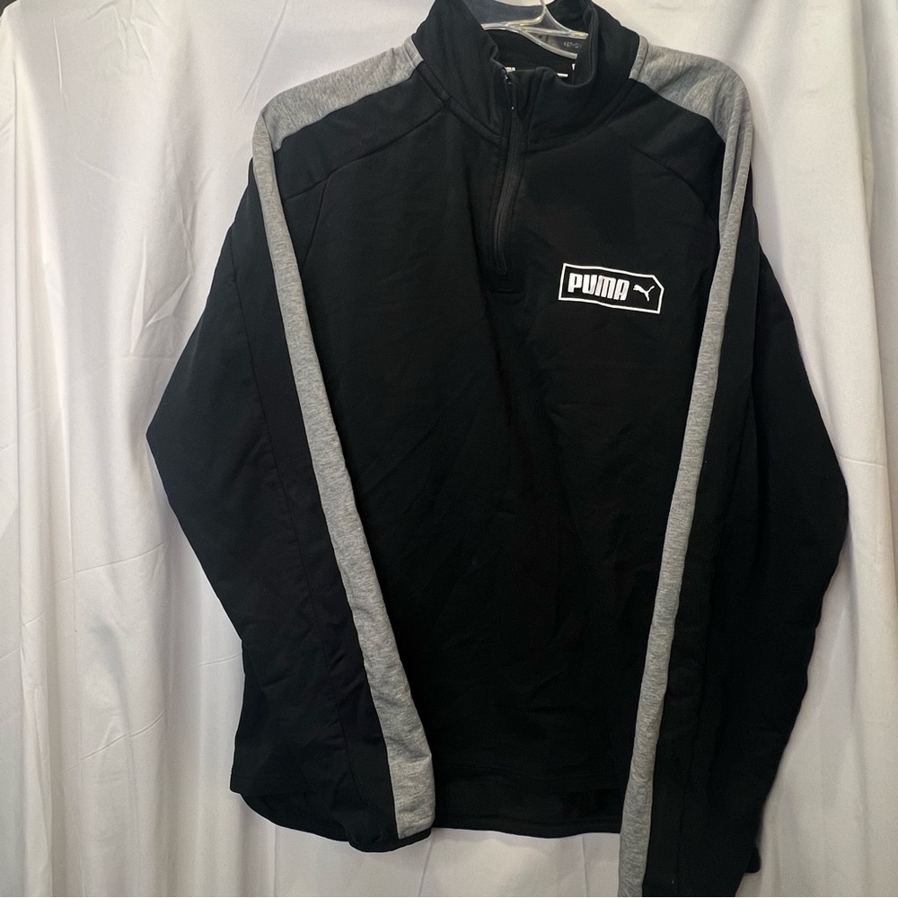 Puma 1/4 Zip Long Sleeve Black Pullover Golf Sweatshirt Mens Size L Large